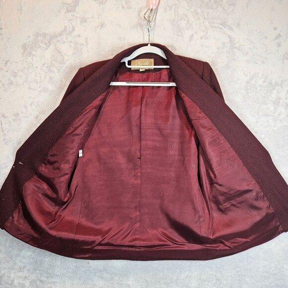 Vintage Saville Womens 8 Burgundy Wool Blazer Skirt Suit Set Career Professional - Picture 5 of 15